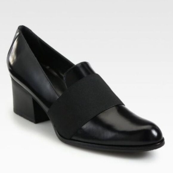Stuart Weitzman Zoliver Jet Mirror leather heeled loafers – black, size 8.5 - Picture 1 of 12